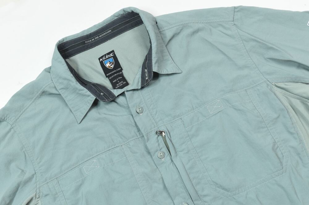 Kuhl Stealth Shirt Mens Large Steel Blue Long Sleeve Button-Up Stretch Hiking
